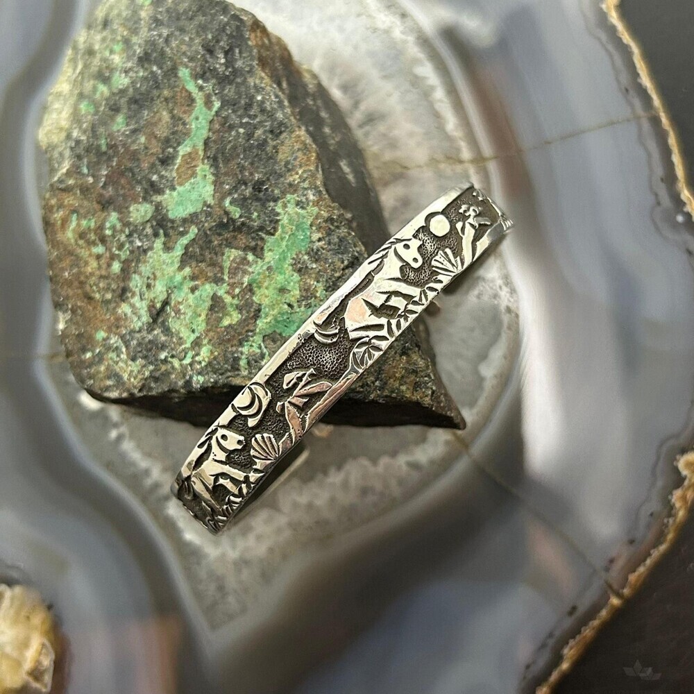 Lloyd Becenti Native American Sterling Horses in The Wild Storyteller Bracelet#1 - Picture 2 of 10